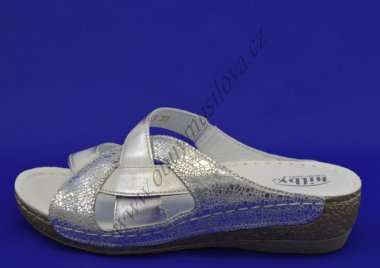 Pantofle Hilby 543 bílá/stříbrná