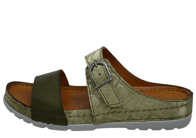 Obuv dámská kožená KARYOKA 1702 khaki lesk