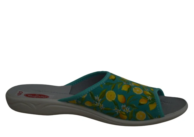 Obuv dámská domácí ROGALLO 28797 zelená s citróny