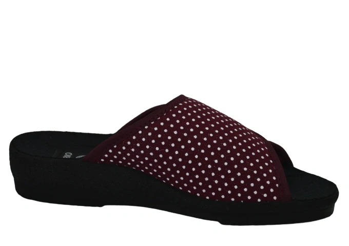 Obuv dámská domácí ROGALLO 7101/019 puntík bordó