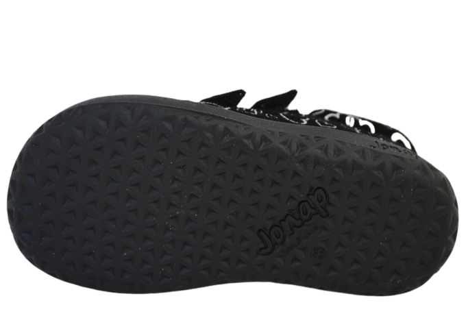 Obuv dětská BAREFOOT JONAP 1150-0153-30/25 černá/stříbrná srdíčka